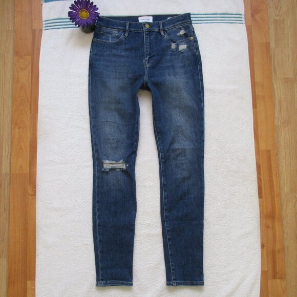 FRAME Denim Jeans Size 28 Le High Skinny Distressed - Picture 6 of 13